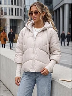 Krátka dámska prešívaná bunda s kapucňou, svetlosivá, FashionStreet TY5765 Krátka dámska prešívaná bunda s kapucňou, svetlosivá, FashionStreet TY5765