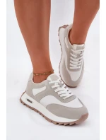 Zamszowe Sneakersy Na Platformie Damskie Big Star RR274896 HI-POLY SYSTEM Biało-Szare