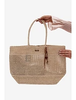 Velká Pletená Nákupní Taška s Přívěskem Světle Béžová Lucette