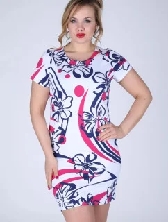 Dámske šaty aj pre plnoštíhle s kvetinovým vzorom biele - Biela - Efect