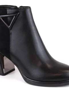 D&A S.Barski Premium Collection W OLI238 čierne zateplené čižmy s ozdobným stĺpikom