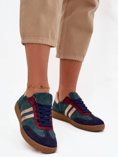 Zazoo N1068 Semišové Nízké Tenisky Dámské Tmavě Zelená