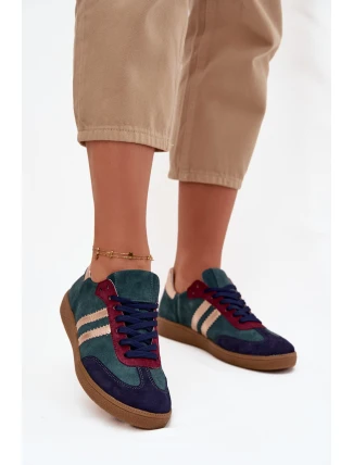 Zazoo N1068 Dámske semišové nízke tenisky Dark Green