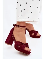Dámské sandály na podpatku z imitace semiše bordové Rosetta