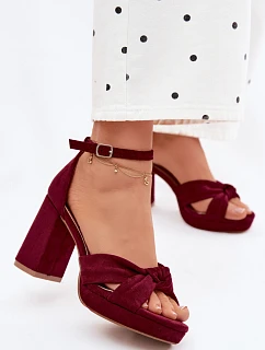 Dámské sandály na podpatku z imitace semiše bordové Rosetta