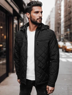 Pánska prechodná bunda s kapucňou čierna FashionStreet TX4991
