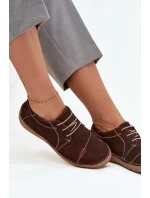 Skórzane Półbuty Damskie Z Przeszyciami Artiker 57C2114 Brązowe