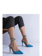 Dámske lodičky na podpätku H2810 Light Blue Glitter - BELLAMICA Shoes