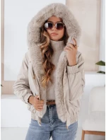 Dámska zimná bunda VESSADA krátka s kožušinou svetlo béžová FashionStreet TY5062 Dámska zimná bunda VESSADA krátka s kožušinou svetlo béžová FashionStreet TY5062