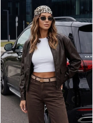 FashionStreet hnedá dámska kožená bunda ramones TY5220
