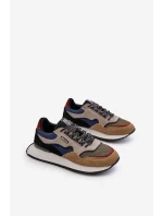 Sneakersy Męskie Big Star NN174320 Memory Foam System Beżowo-Niebieskie