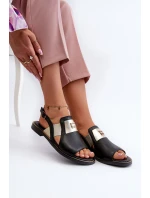 Zazoo 40385 Damskie Skórzane Sandały Czarne