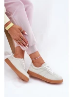 Zamszowe Niskie Sneakersy Damskie Szare Paliana