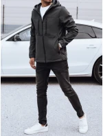 Pánska prechodná softshellová bunda s kapucňou tmavosivá FashionStreet TX4817