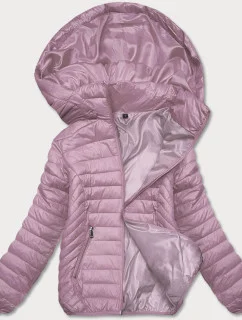 Ružová prešívaná dámska bunda s kapucňou (B0124-51)
