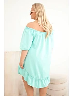 Dámske plus size bavlnené šaty s volánom mint Dámske plus size bavlnené šaty s volánom mint