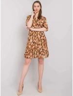 Dámske šaty DHJ SK 11332.67P Brown mix farieb - FPrice Dámske šaty DHJ SK 11332.67P Brown mix farieb - FPrice