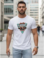 Pánske bavlnené tričko s potlačou HOT ROD GARAGE biele FashionStreet NX5093R Pánske bavlnené tričko s potlačou HOT ROD GARAGE biele FashionStreet NX5093R