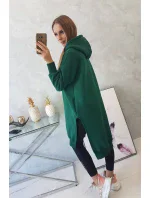 Zateplená mikina s kapucňou s bočnými otvormi tmavozelená