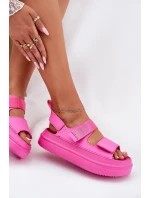 Sandały Damskie Na Platformie Z Rzepami Fuksja Nitepira