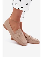 Dámske mokasíny Loafers s ozdobným prvkom, béžové, Evelora Dámske mokasíny Loafers s ozdobným prvkom, béžové, Evelora