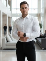 Pánska biela vzorovaná košeľa slim fit FashionStreet DX2695