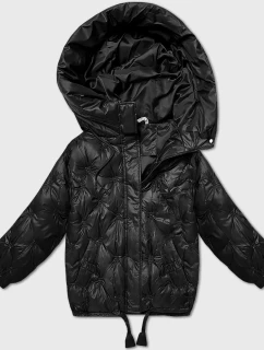 Čierna nadrozmerná prešívaná bunda Minority s kapucňou (M2-6510-1)