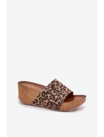 Zazoo 40289 Kožené dámske papuče na korkovom podpätku Leopard Zazoo 40289 Kožené dámske papuče na korkovom podpätku Leopard