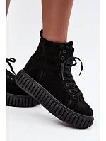 Čierne dámske tenisky z ekologického semišu na platforme Isaria