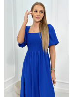Šaty so skladaným výstrihom fialovo modré