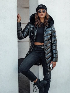 Dámska prešívaná zimná bunda s kapucňou CRYSTAL black FashionStreet TY4584