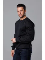 Čierna pánska mikina s okrúhlym výstrihom (68B2001-3)