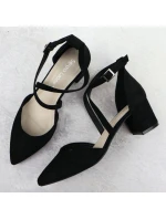 Dámske čierne sandále na podpätku Sergio Leone SK-830