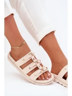 Klapki Damskie Z Paskami Jasnobeżowe Pasiriela