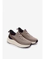 Pánské Sportovní Boty Textilní Slip-On Sneakers Na Platformě Kobbo 102421 Béžové