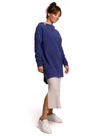 B176 Pletený sveter so zaobleným lemom - čierny B176 Pletený sveter so zaobleným lemom - čierny