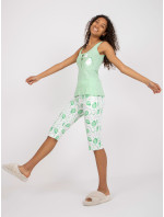 Zelené dvojdielne bavlnené pyžamo s potlačou