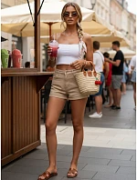 Dámske džínsové šortky béžové FashionStreet SY0521