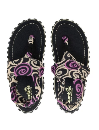 Gumbies - dámske žabky Slingback - BLACK SWIRLS