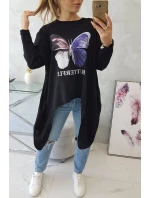 Oversize blúzka s potlačou čierna