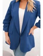 Dámska elegantná plus size bunda dark navy