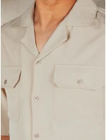 Pánske béžové tričko s krátkym rukávom FashionStreet KX1087