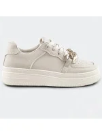 Béžové dámske športové topánky s retiazkou (B-545)