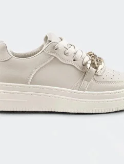 Béžové dámske športové topánky s retiazkou (B-545)