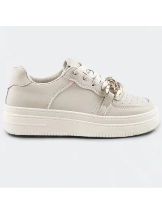 Béžové dámske športové topánky s retiazkou (B-545)