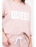 Sada s potlačou Queen tmavo púdrovo ružová