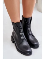 Čierne kožené zateplené čižmy Olidrila na zips Čierne kožené zateplené čižmy Olidrila na zips