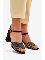 Sandały Damskie Na Słupku Czarne Almera