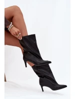 Wsuwane Botki Damskie Na Szpilce Czarne Solvienne