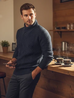Pánsky čierny sveter FashionStreet WX2253